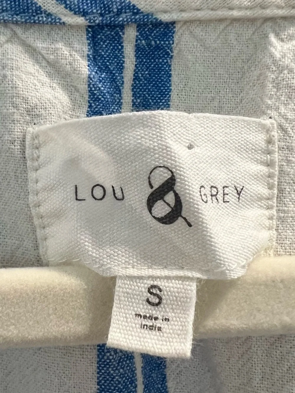 Lou & Grey (Loft) Sleeveless Blue & White Striped Linen Midi Dress - Picture 4 of 5